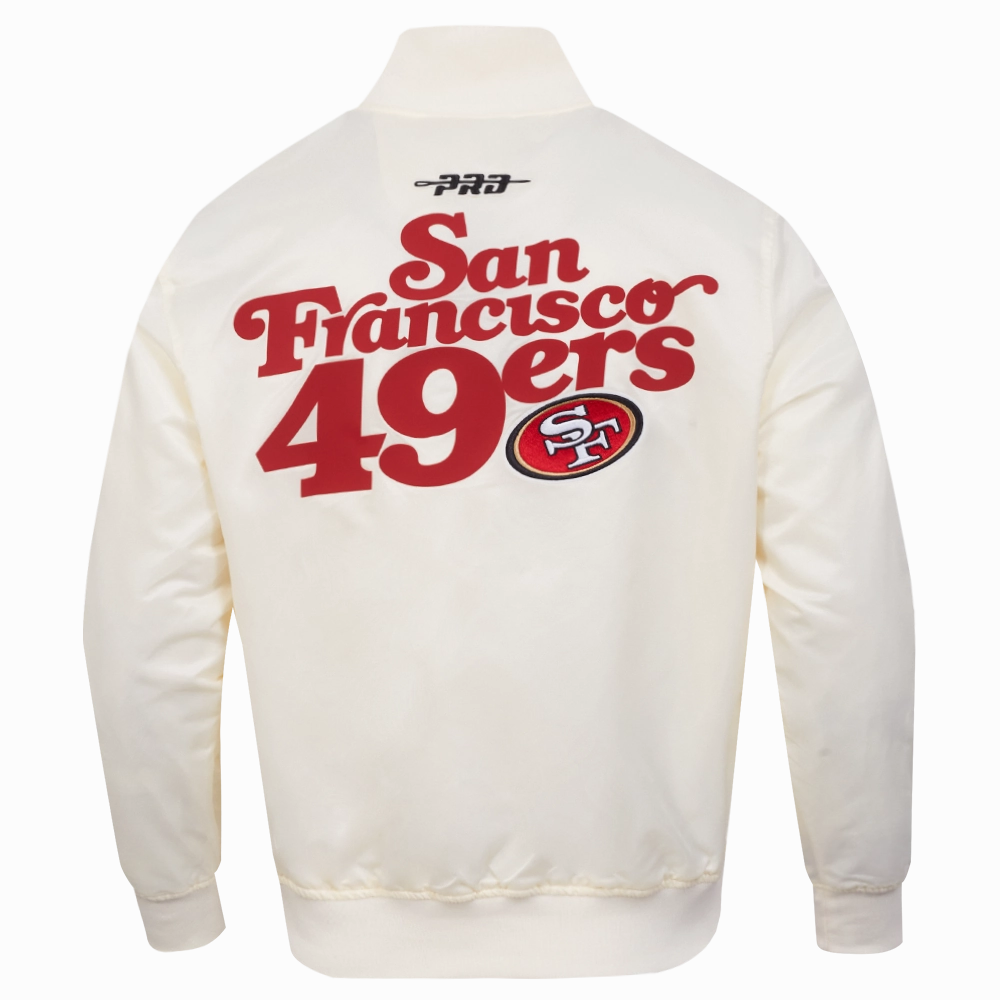 NFL SAN FRANCISCO 49ERS SOUVENIR MEN'S SATIN JACKET (EGGSHELL)