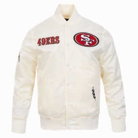 NFL SAN FRANCISCO 49ERS SOUVENIR MEN'S SATIN JACKET (EGGSHELL)