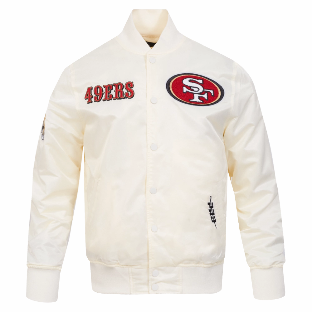 NFL SAN FRANCISCO 49ERS SOUVENIR MEN'S SATIN JACKET (EGGSHELL)
