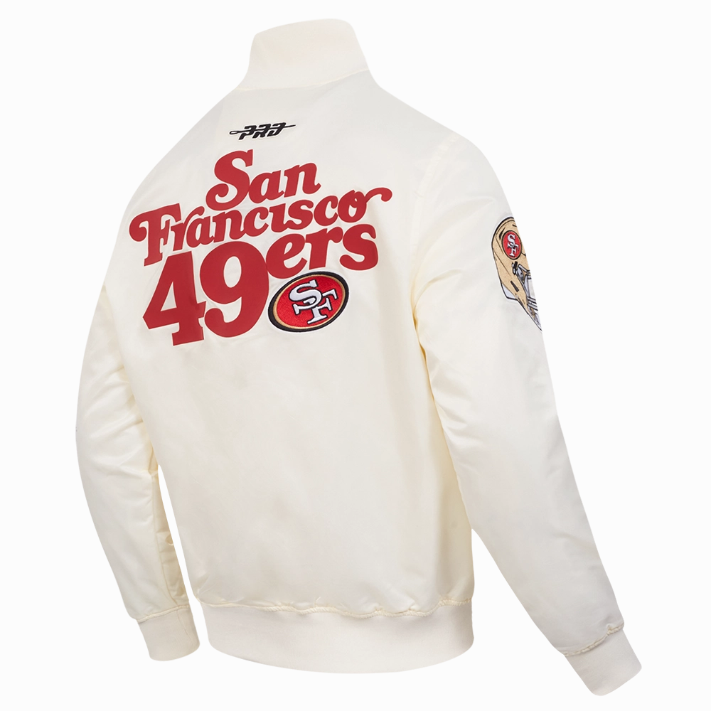 NFL SAN FRANCISCO 49ERS SOUVENIR MEN'S SATIN JACKET (EGGSHELL)