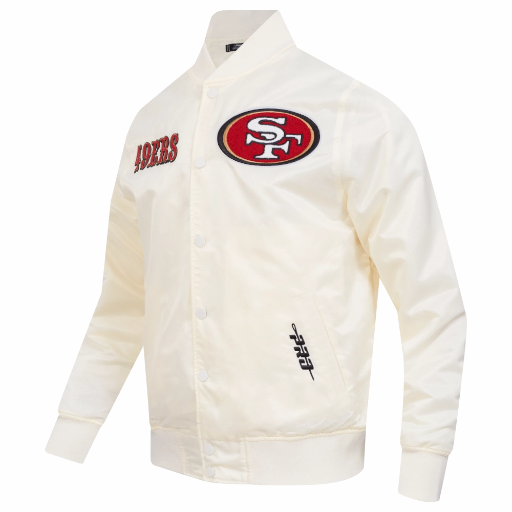 NFL SAN FRANCISCO 49ERS SOUVENIR MEN'S SATIN JACKET (EGGSHELL)