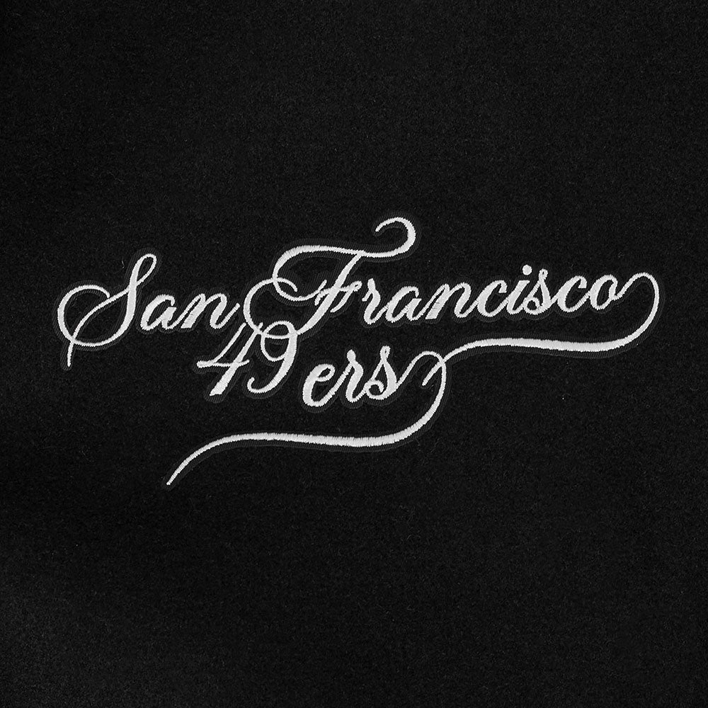 NFL SAN FRANCISCO 49ERS SUGAR SKULL MEN'S RIB WOOL VARSITY JACKET (BLACK/RED/BLACK)