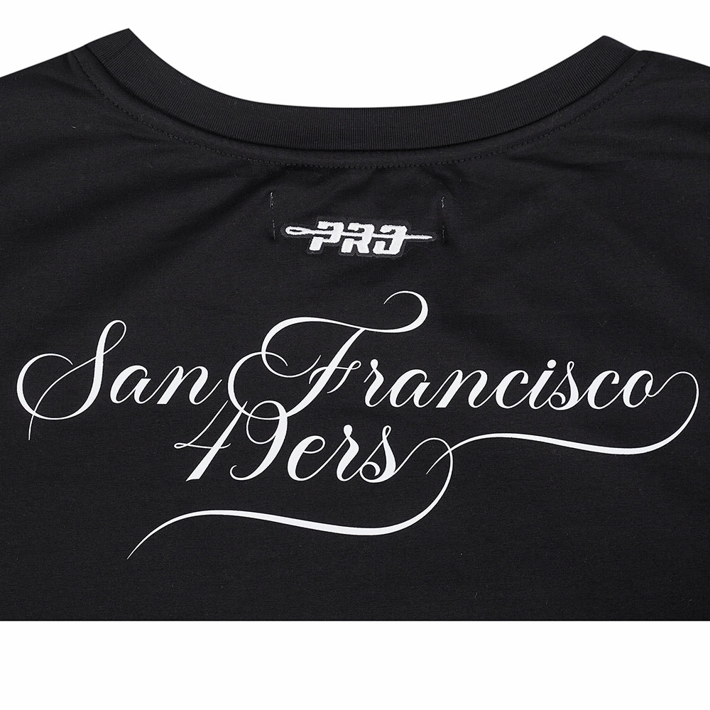 NFL SAN FRANCISCO 49ERS SUGAR SKULL WOMEN'S SINGLE JERSEY BOXY TEE (BLACK)