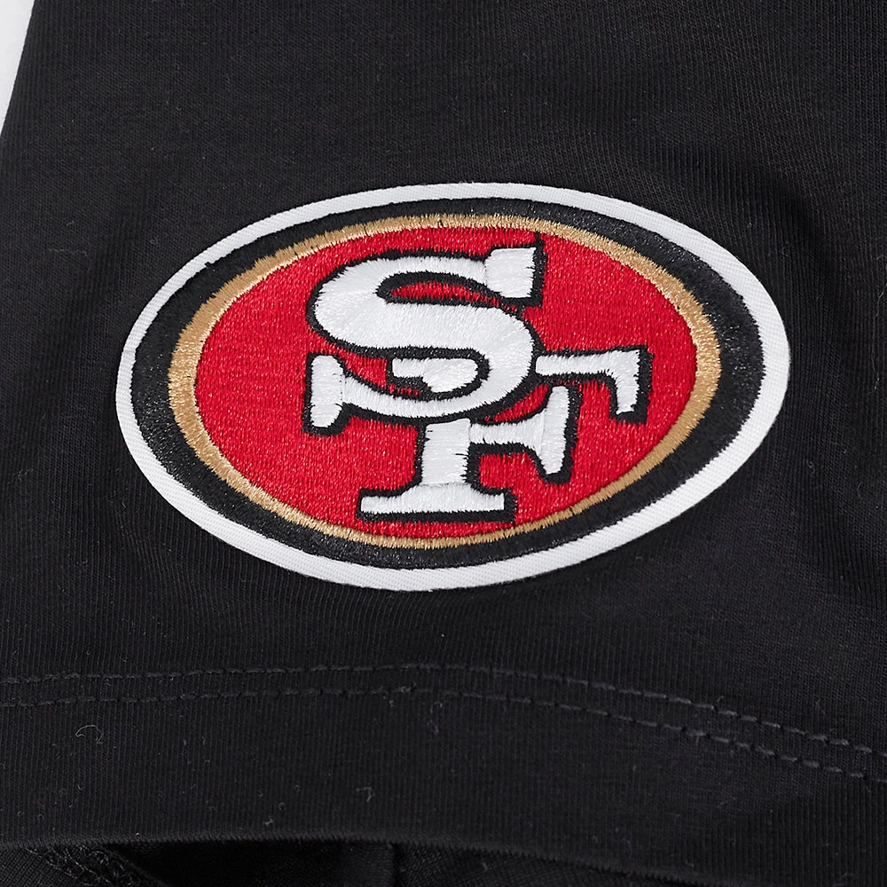 NFL SAN FRANCISCO 49ERS SUGAR SKULL WOMEN'S SINGLE JERSEY BOXY TEE (BLACK)