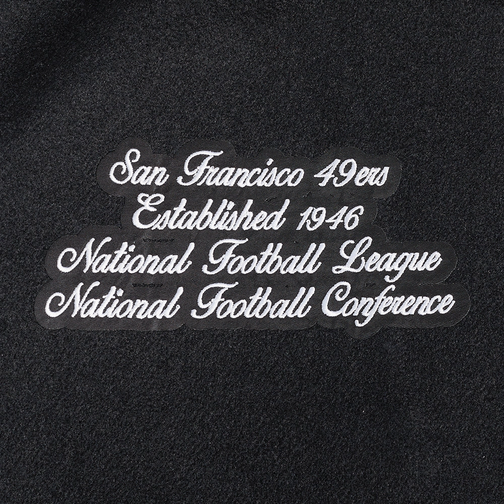 NFL SAN FRANCISCO 49ERS TEAM PENNANTS MEN'S RIB WOOL VARSITY JACKET (BLACK/RED/BLACK)