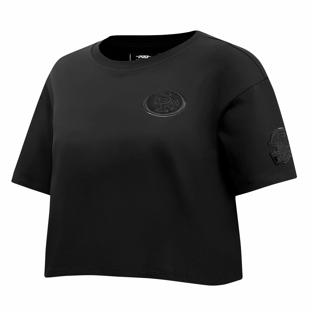 NFL SAN FRANCISCO 49ERS TRIPLE BLACK WOMEN'S SINGLE JERSEY BOXY TEE (TRIPLE BLACK WOMEN'S)
