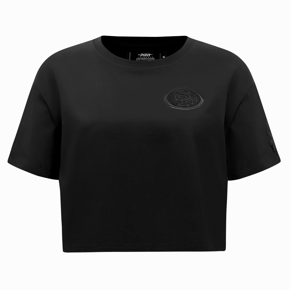 NFL SAN FRANCISCO 49ERS TRIPLE BLACK WOMEN'S SINGLE JERSEY BOXY TEE (TRIPLE BLACK WOMEN'S)