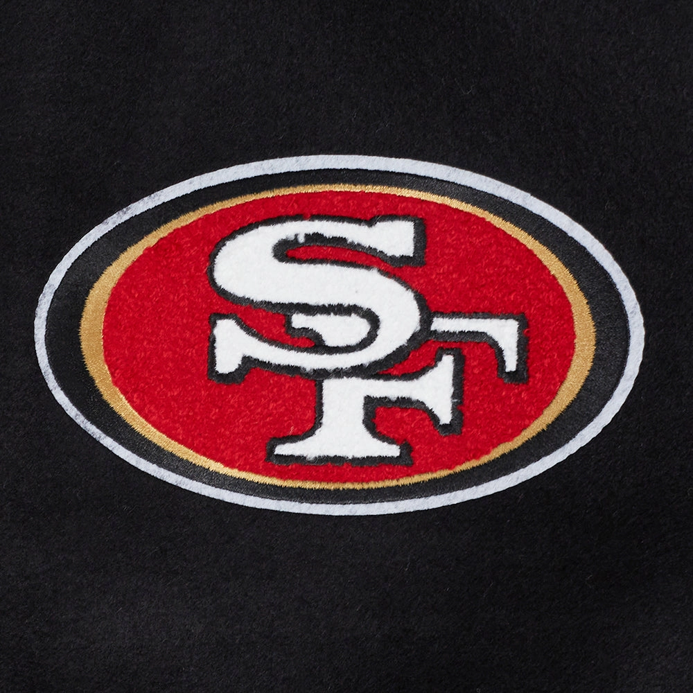 NFL SAN FRANCISCO 49ERS TURN IT UP MEN'S RIB WOOL VARSITY JACKET (BLACK/RED/BLACK)