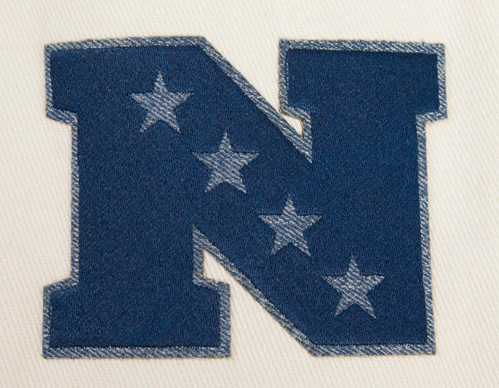 NFL SAN FRANCISCO 49ERS VARSITY BLUES MEN'S DENIM VARSITY JACKET (DENIM/LINEN)