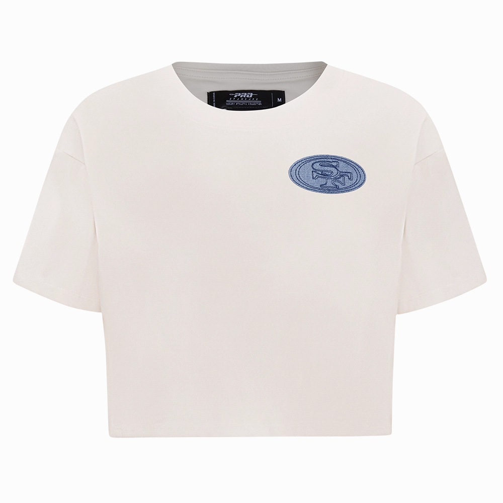 NFL SAN FRANCISCO 49ERS VARSITY BLUES WOMEN'S BOXY TEE (LINEN)