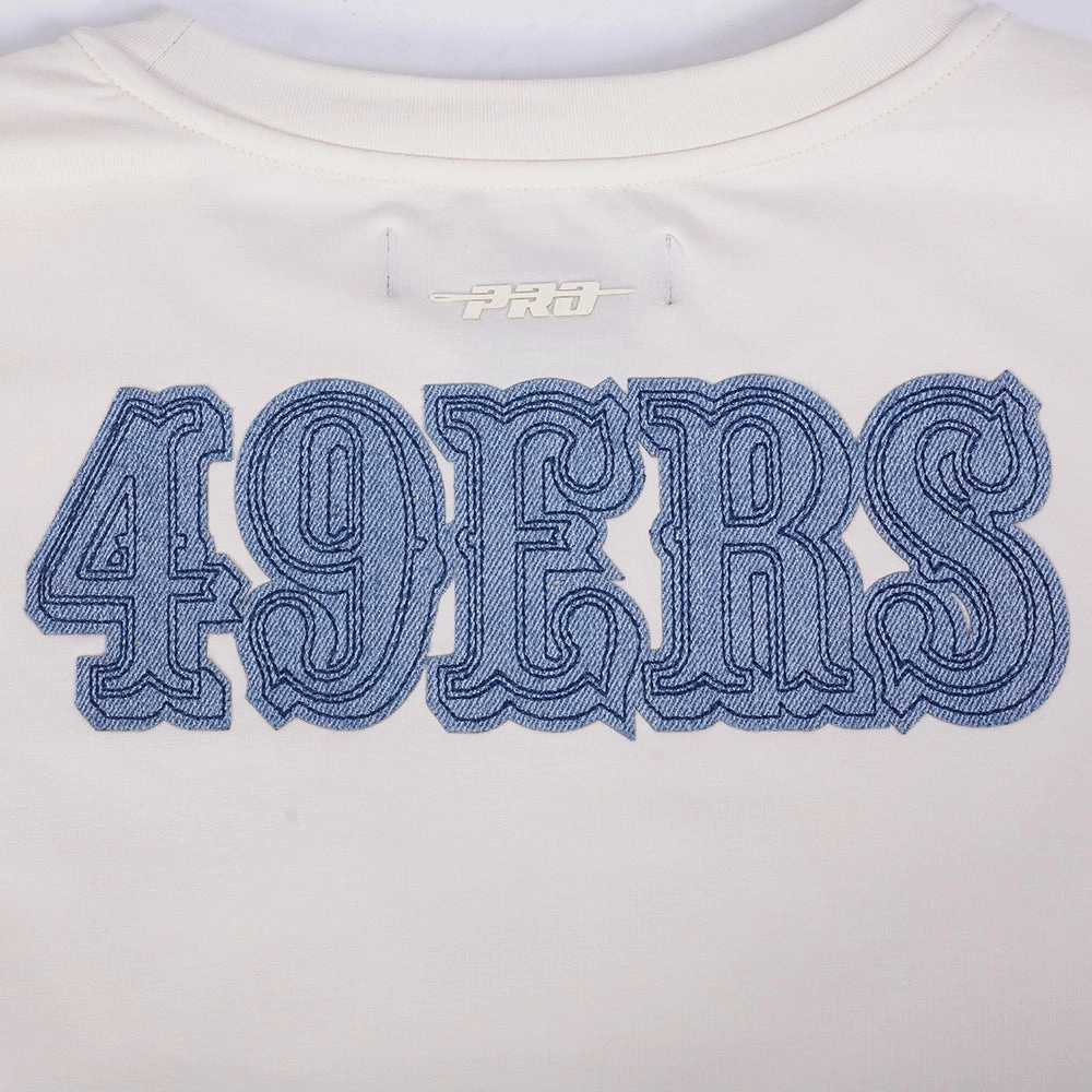 NFL SAN FRANCISCO 49ERS VARSITY BLUES WOMEN'S BOXY TEE (LINEN)