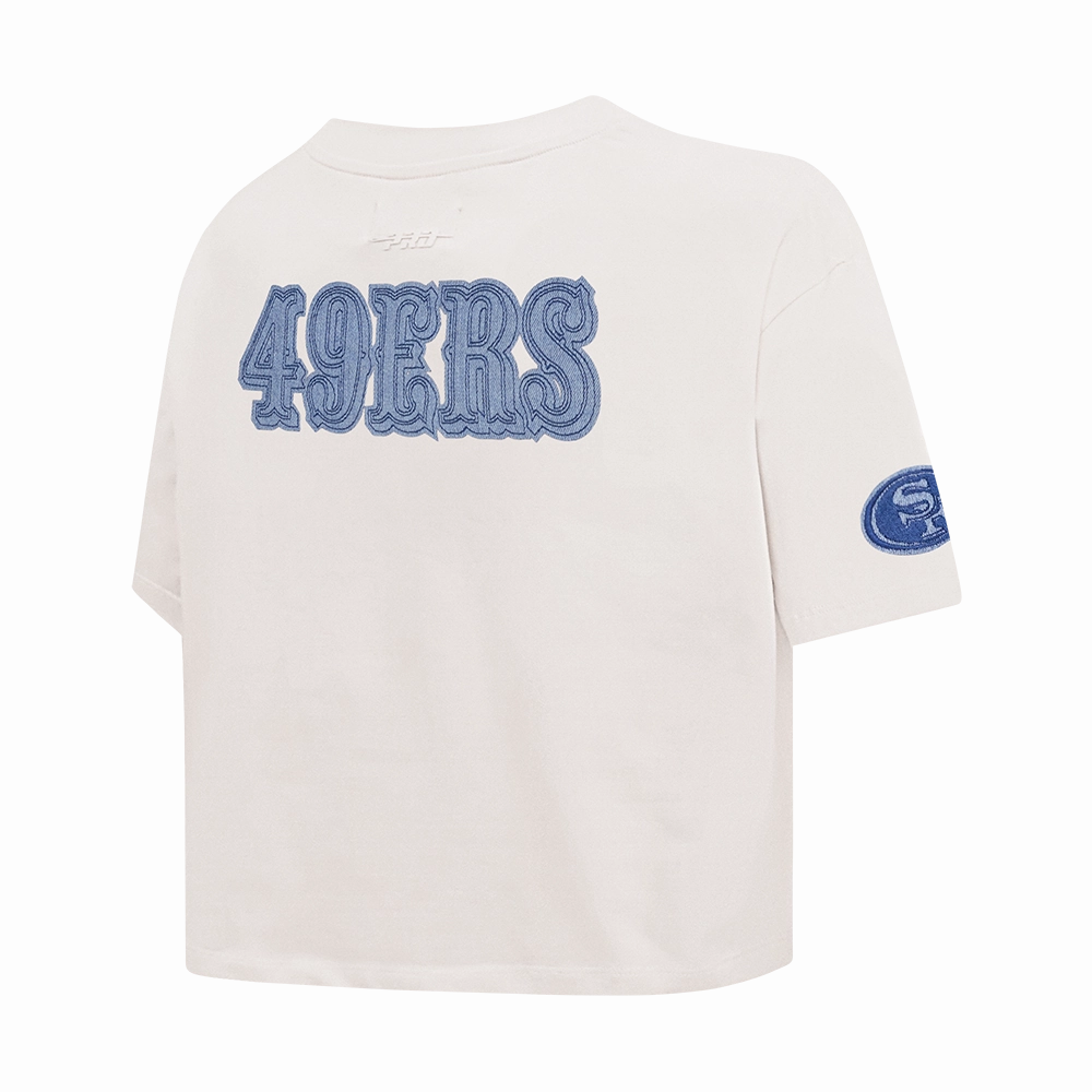NFL SAN FRANCISCO 49ERS VARSITY BLUES WOMEN'S BOXY TEE (LINEN)