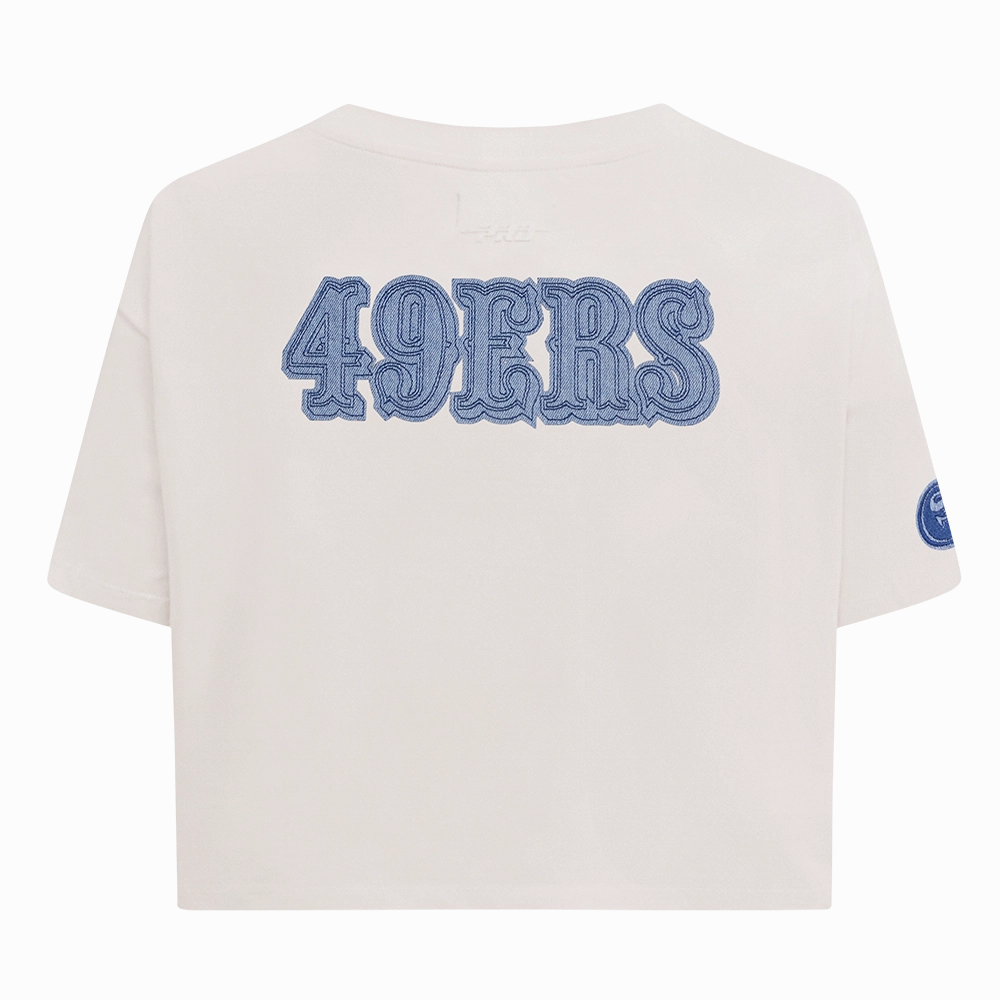 NFL SAN FRANCISCO 49ERS VARSITY BLUES WOMEN'S BOXY TEE (LINEN)