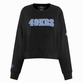 NFL SAN FRANCISCO 49ERS VARSITY BLUES WOMEN'S CREWNECK (BLACK)