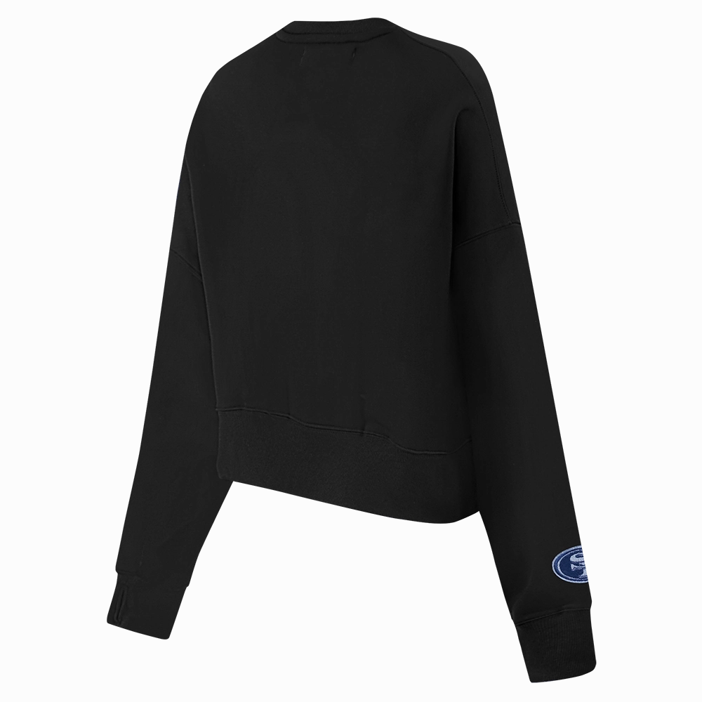 NFL SAN FRANCISCO 49ERS VARSITY BLUES WOMEN'S CREWNECK (BLACK)