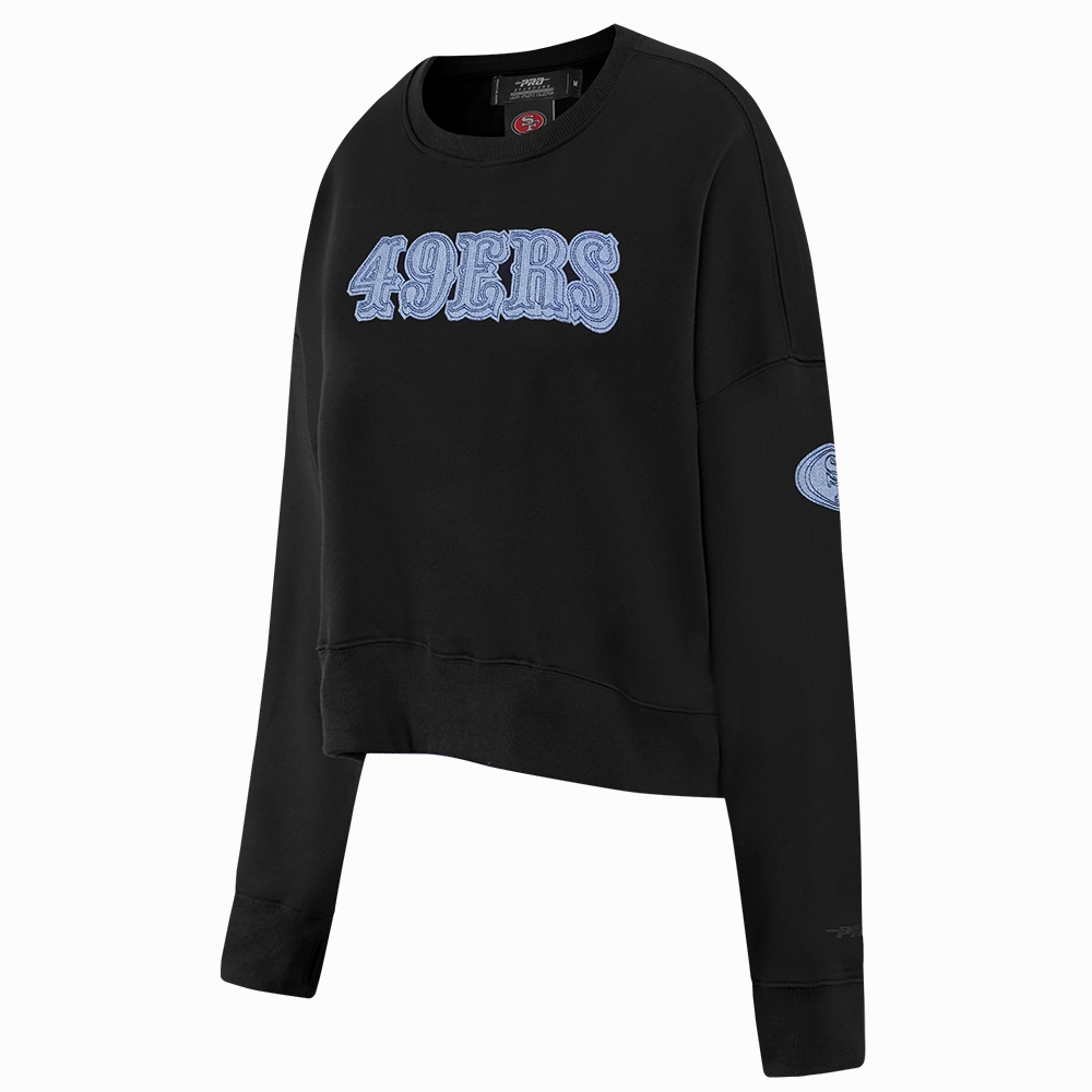 NFL SAN FRANCISCO 49ERS VARSITY BLUES WOMEN'S CREWNECK (BLACK)