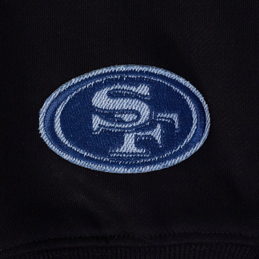 NFL SAN FRANCISCO 49ERS VARSITY BLUES WOMEN'S CREWNECK (BLACK)