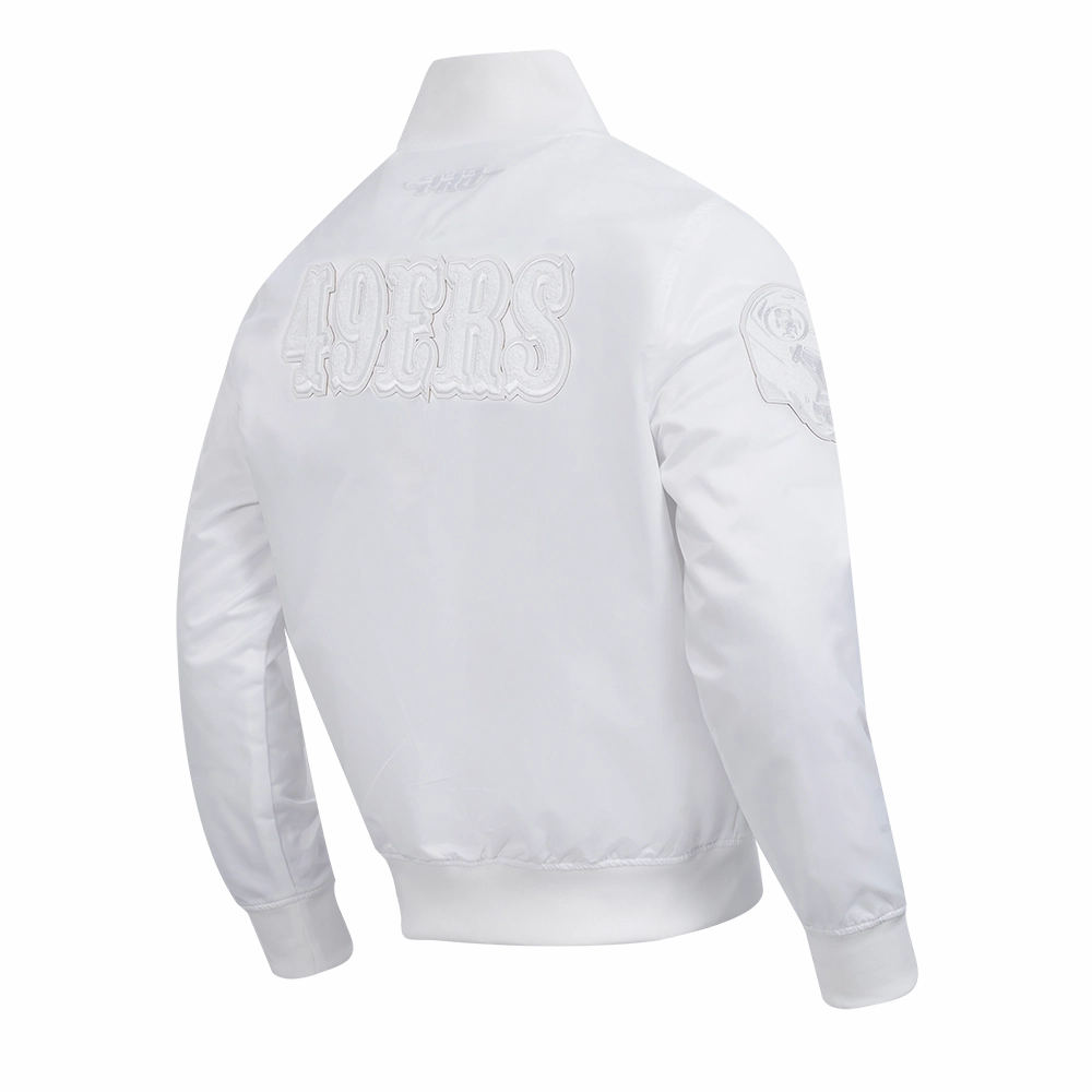 NFL SAN FRANCISCO 49ERS WHITE OUT MEN'S SATIN JACKET (WHITE)