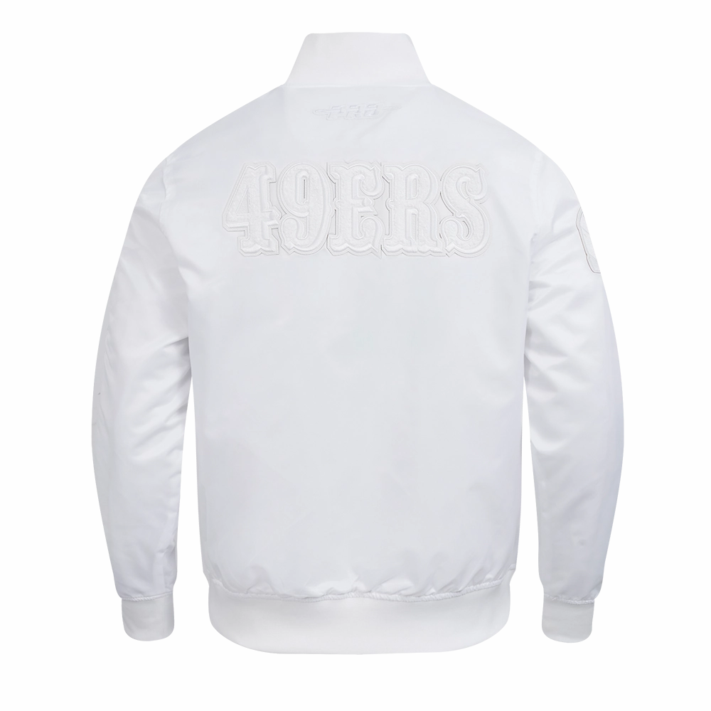 NFL SAN FRANCISCO 49ERS WHITE OUT MEN'S SATIN JACKET (WHITE)