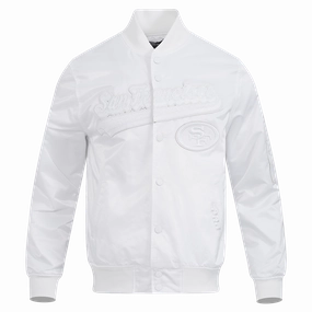 NFL SAN FRANCISCO 49ERS WHITE OUT MEN'S SATIN JACKET (WHITE)