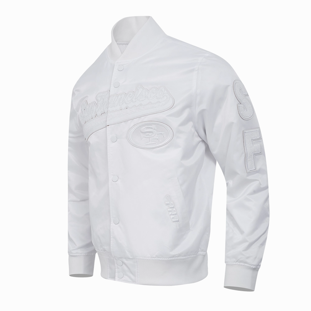 NFL SAN FRANCISCO 49ERS WHITE OUT MEN'S SATIN JACKET (WHITE)