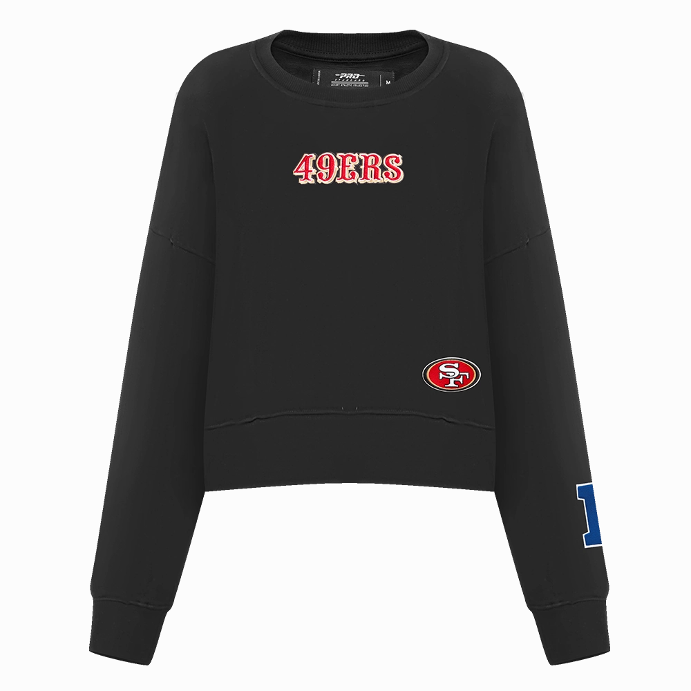NFL SAN FRANCISCO 49ERS WINGSPAN WOMEN'S FLEECE CREWNECK (BLACK)