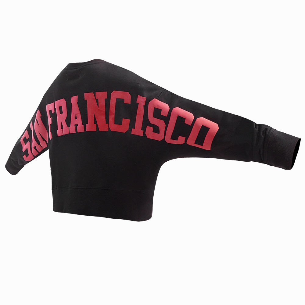 NFL SAN FRANCISCO 49ERS WINGSPAN WOMEN'S FLEECE CREWNECK (BLACK)