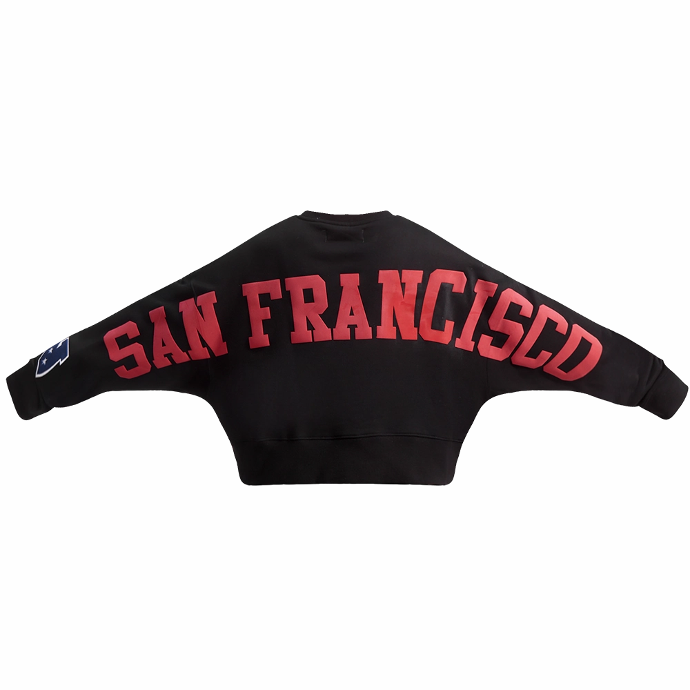 NFL SAN FRANCISCO 49ERS WINGSPAN WOMEN'S FLEECE CREWNECK (BLACK)