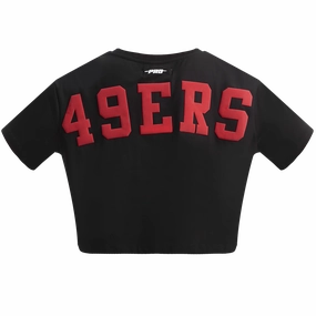 NFL SAN FRANCISCO 49ERS WINGSPAN WOMEN'S SINGLE JERSEY BOXY TEE (BLACK)