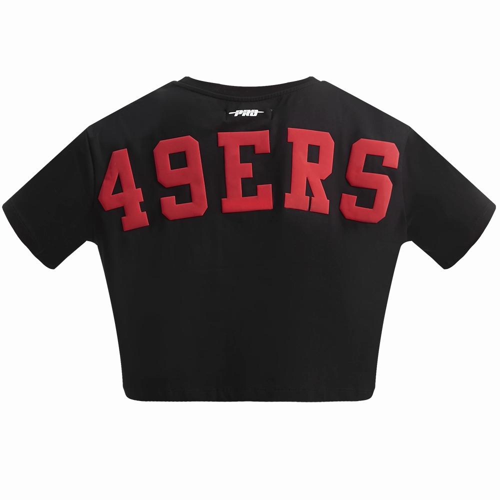 NFL SAN FRANCISCO 49ERS WINGSPAN WOMEN'S SINGLE JERSEY BOXY TEE (BLACK)