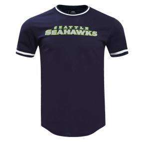 NFL SEATTLE SEAHAWKS CLASSIC CHENILLE MEN'S DOUBLE KNIT TEE (MIDNIGHT NAVY)