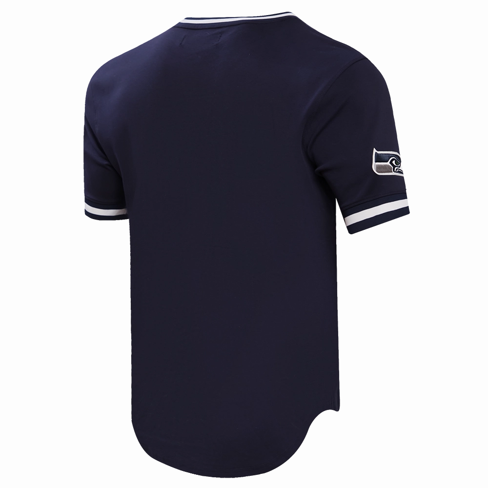 NFL SEATTLE SEAHAWKS CLASSIC CHENILLE MEN'S DOUBLE KNIT TEE (MIDNIGHT NAVY)