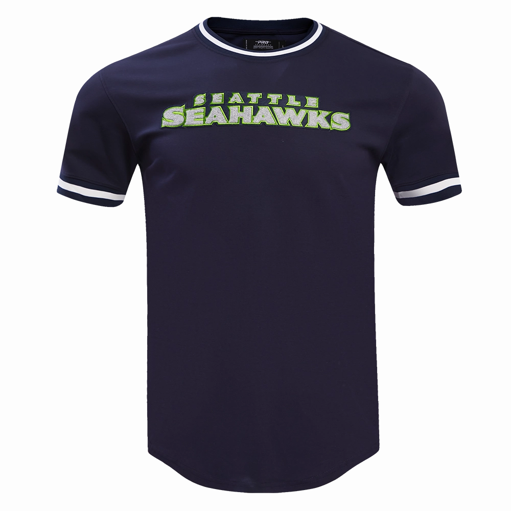 NFL SEATTLE SEAHAWKS CLASSIC CHENILLE MEN'S DOUBLE KNIT TEE (MIDNIGHT NAVY)