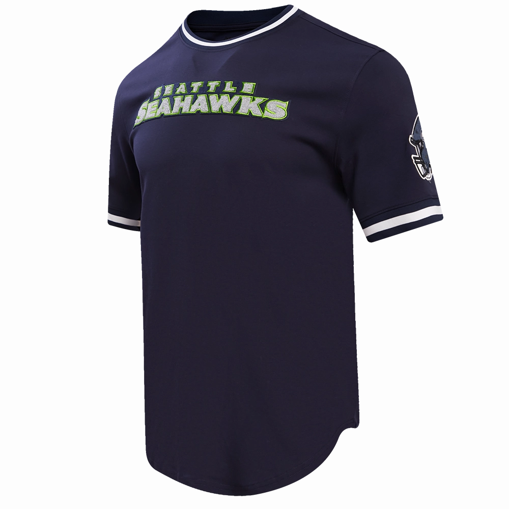 NFL SEATTLE SEAHAWKS CLASSIC CHENILLE MEN'S DOUBLE KNIT TEE (MIDNIGHT NAVY)