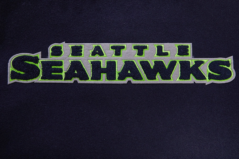 NFL SEATTLE SEAHAWKS CLASSIC MEN'S WOOL VARSITY JACKET (MIDNIGHT NAVY/WHITE)
