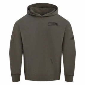 NFL SEATTLE SEAHAWKS NEUTRAL DROP SHOULDER MEN'S PULLOVER HOODIE (DARK TAUPE)