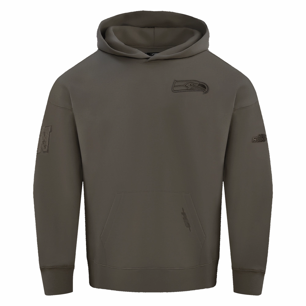 NFL SEATTLE SEAHAWKS NEUTRAL DROP SHOULDER MEN'S PULLOVER HOODIE (DARK TAUPE)