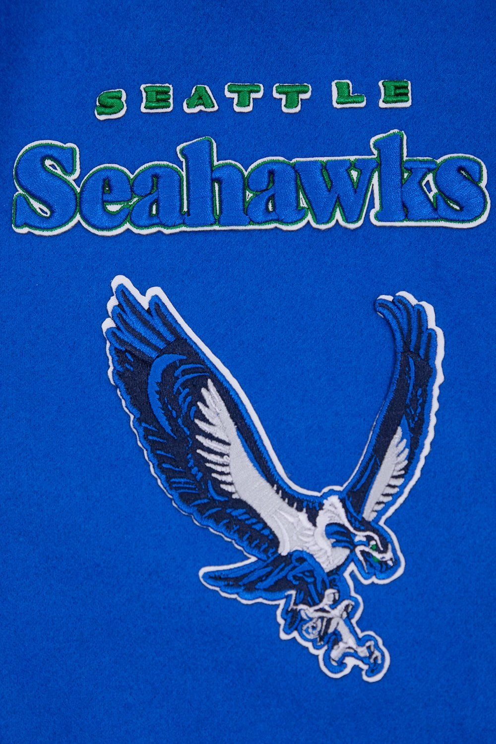 NFL SEATTLE SEAHAWKS RETRO CLASSIC MEN'S RIB WOOL VARSITY JACKET (ROYAL BLUE/WHITE)