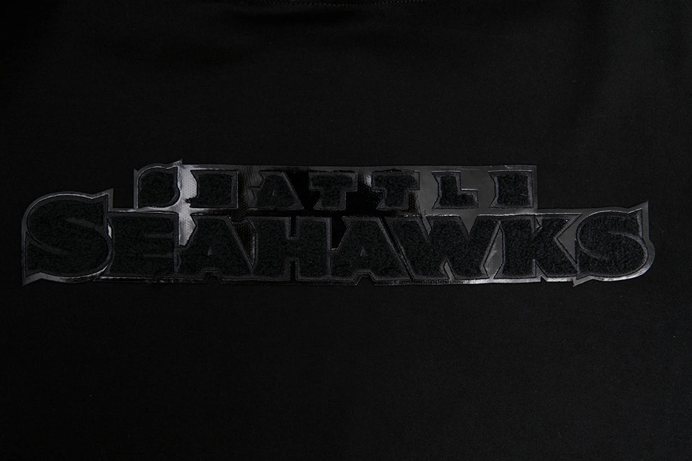 NFL SEATTLE SEAHAWKS TRIPLE BLACK MEN'S DOUBLE KNIT PULLOVER HOODIE (TRIPLE BLACK MEN'S)