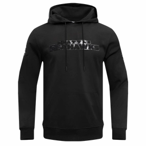 NFL SEATTLE SEAHAWKS TRIPLE BLACK MEN'S DOUBLE KNIT PULLOVER HOODIE (TRIPLE BLACK MEN'S)