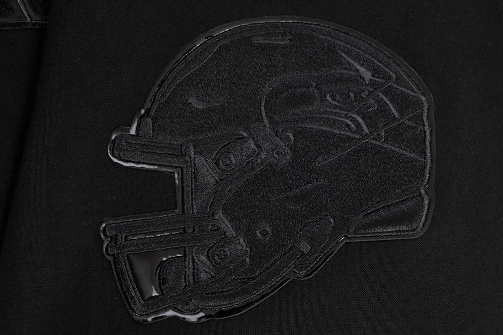 NFL SEATTLE SEAHAWKS TRIPLE BLACK MEN'S DOUBLE KNIT PULLOVER HOODIE (TRIPLE BLACK MEN'S)