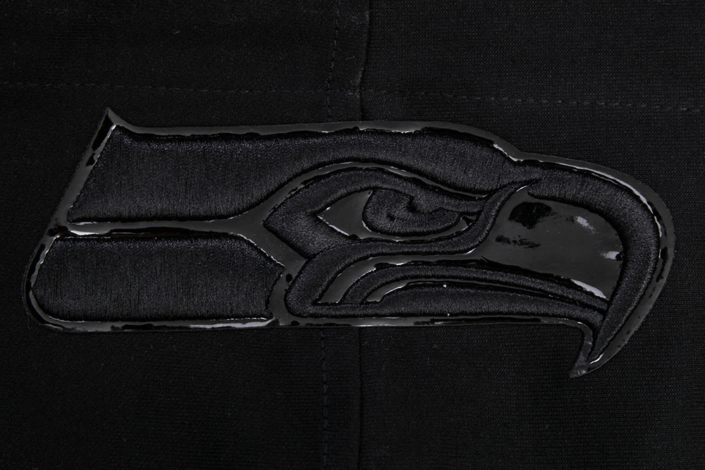 NFL SEATTLE SEAHAWKS TRIPLE BLACK MEN'S DOUBLE KNIT PULLOVER HOODIE (TRIPLE BLACK MEN'S)