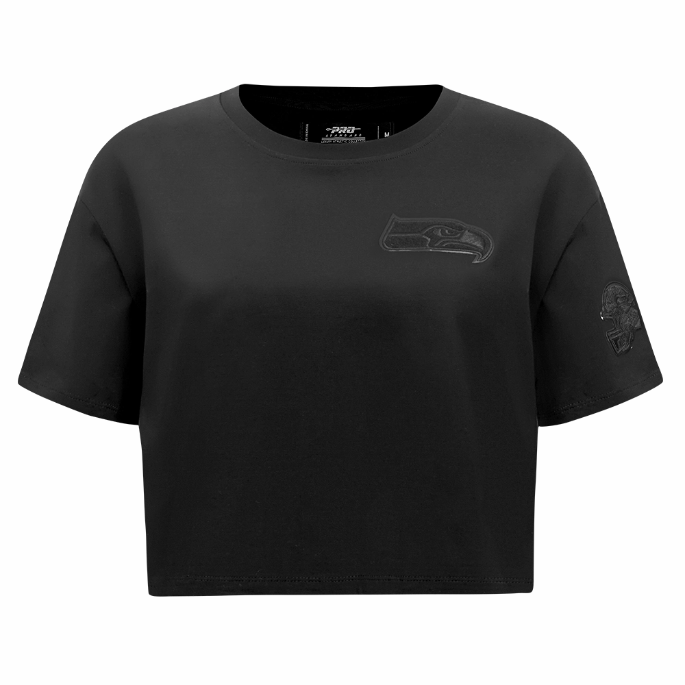 NFL SEATTLE SEAHAWKS TRIPLE BLACK WOMEN'S SINGLE JERSEY BOXY TEE (TRIPLE BLACK)