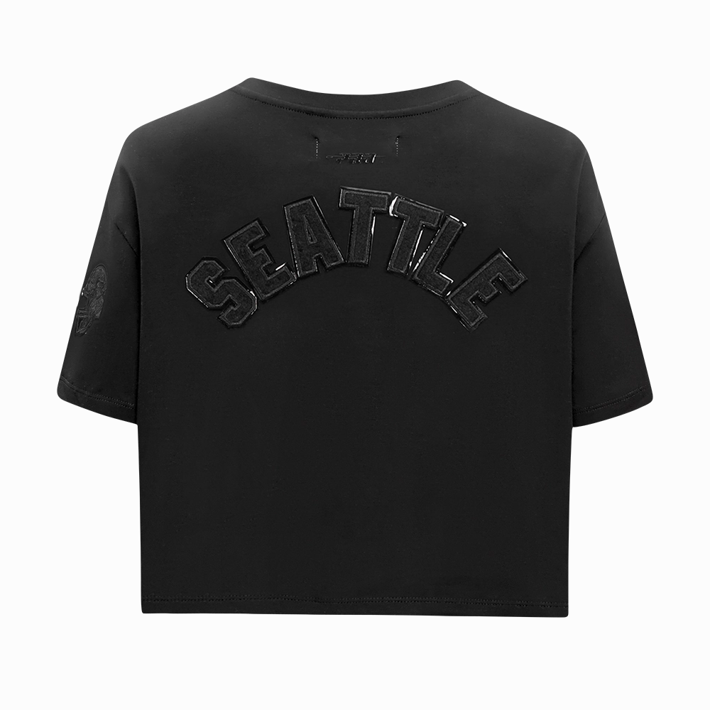 NFL SEATTLE SEAHAWKS TRIPLE BLACK WOMEN'S SINGLE JERSEY BOXY TEE (TRIPLE BLACK)