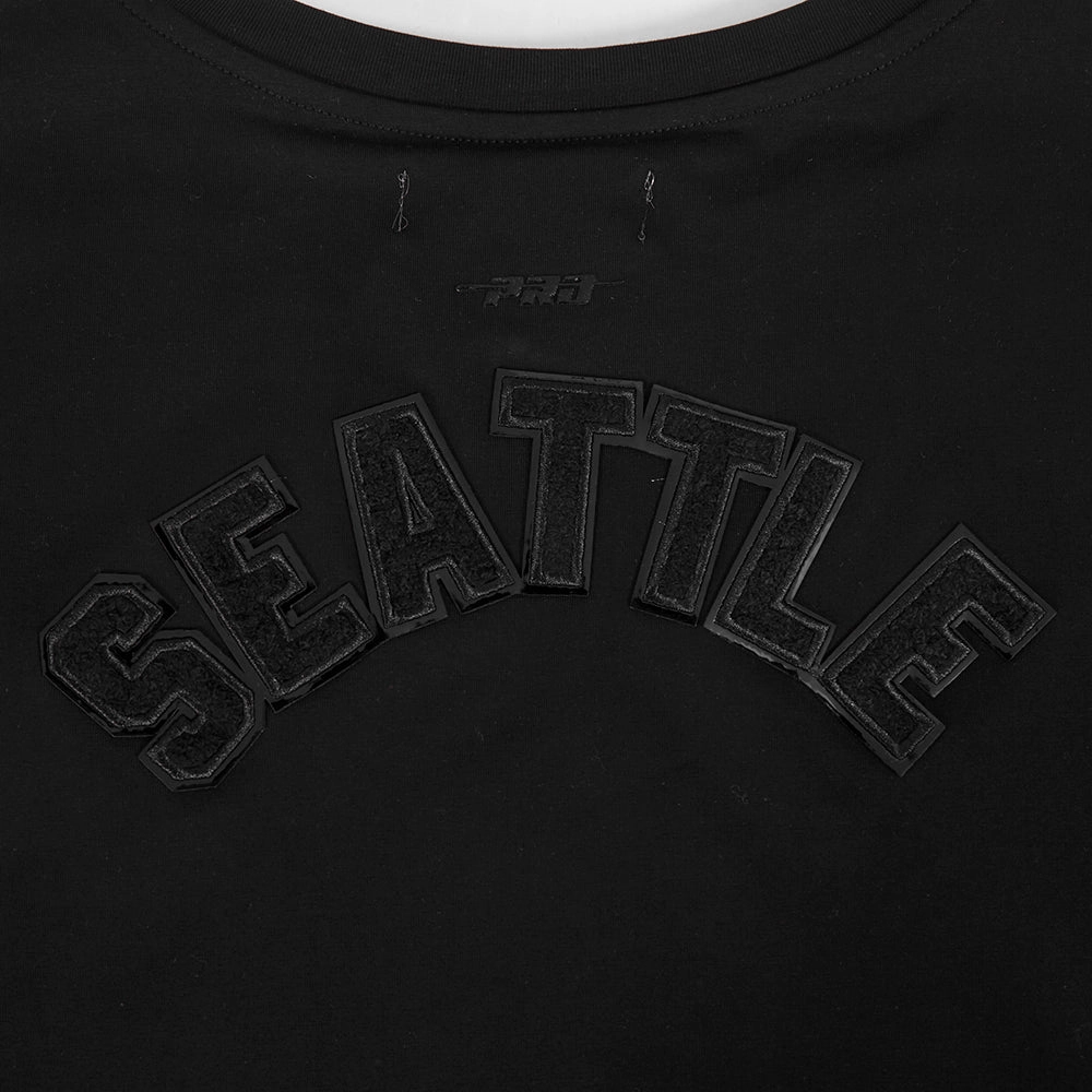 NFL SEATTLE SEAHAWKS TRIPLE BLACK WOMEN'S SINGLE JERSEY BOXY TEE (TRIPLE BLACK)