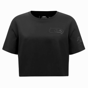 NFL SEATTLE SEAHAWKS TRIPLE BLACK WOMEN'S SINGLE JERSEY BOXY TEE (TRIPLE BLACK)
