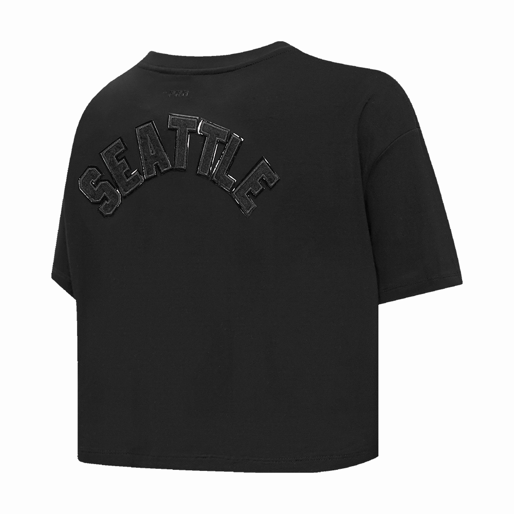NFL SEATTLE SEAHAWKS TRIPLE BLACK WOMEN'S SINGLE JERSEY BOXY TEE (TRIPLE BLACK)