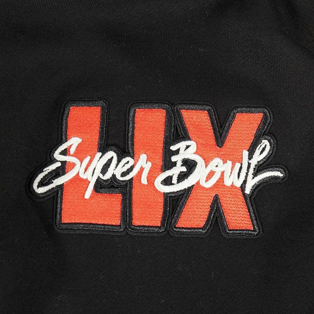 NFL SUPER BOWL 59 MEN'S NOLA DROP SHOULDER FLEECE CREWNECK (BLACK)