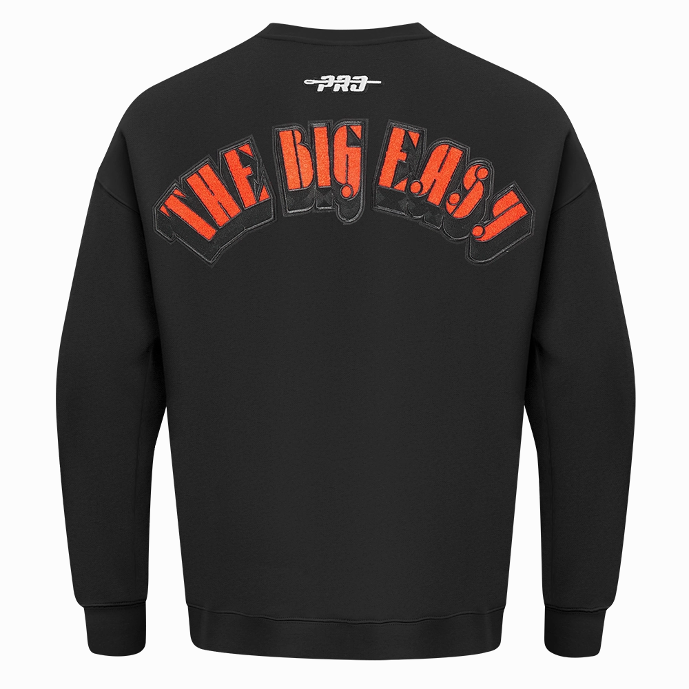 NFL SUPER BOWL 59 MEN'S NOLA DROP SHOULDER FLEECE CREWNECK (BLACK)