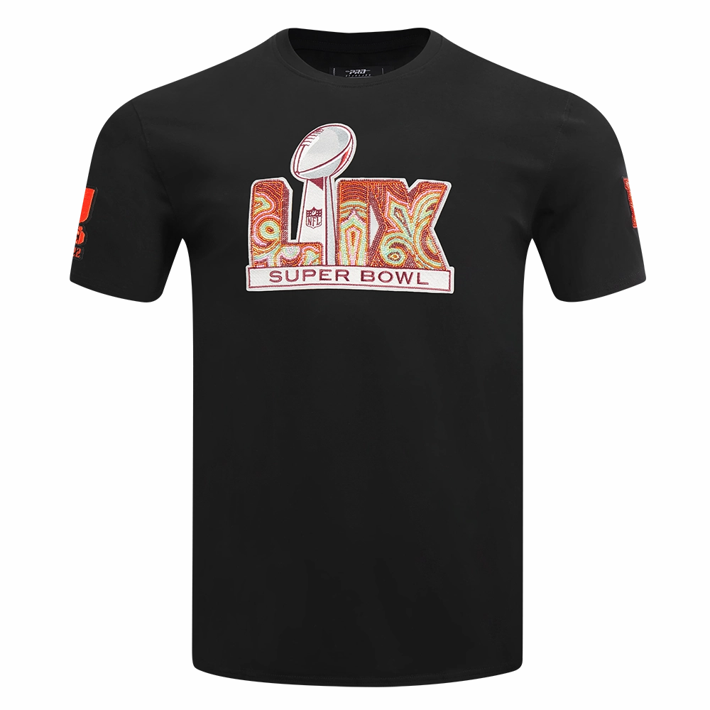 NFL SUPER BOWL 59 MEN'S PINNACLE SINGLE JERSEY TEE (BLACK)
